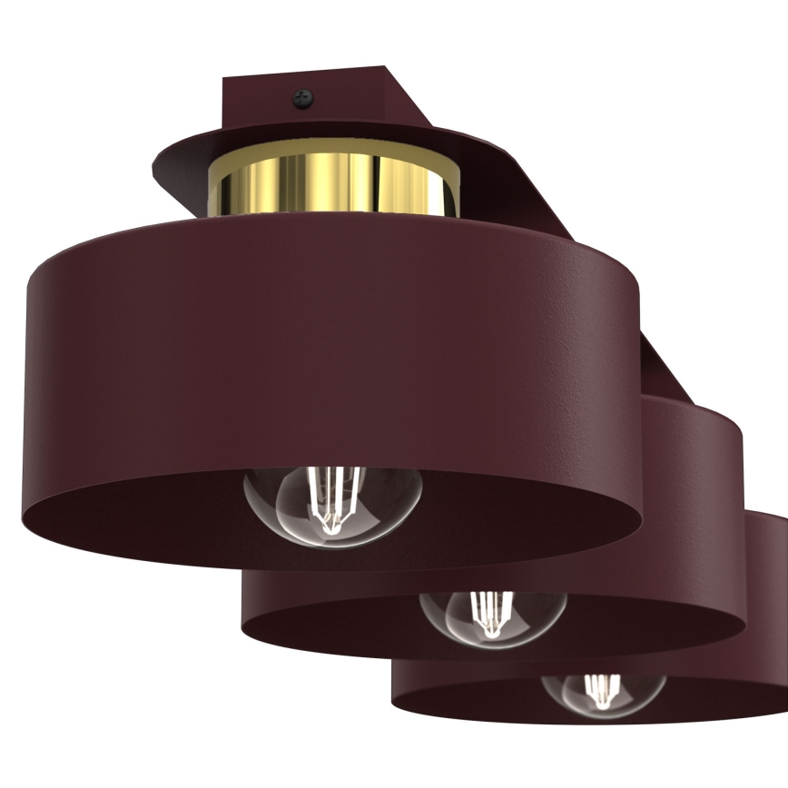 Потолочно осветително тяло MARTI 3xE27/15W/230V 68x20,5 cm бордо/златно