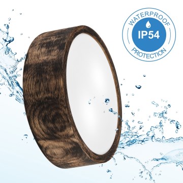 Потолочно осветително тяло за баня OAK SMOKY 2xE27/15W/230V IP54 Ø 27,5 см дъб/кафяво