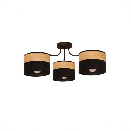 Повърхностен полилей ALBA 3xE27/15W/230V Ø 66 см черен/кафяв