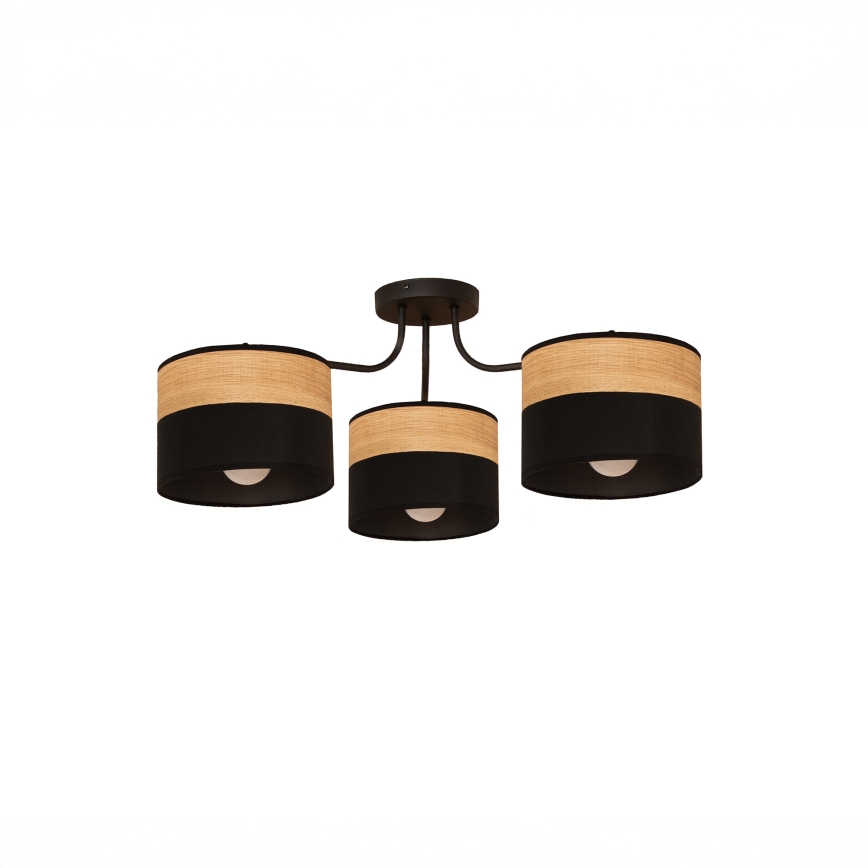 Повърхностен полилей ALBA 3xE27/15W/230V Ø 66 см черен/кафяв