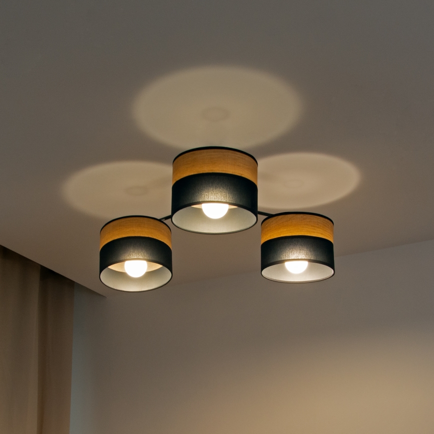 Повърхностен полилей ALBA 3xE27/15W/230V Ø 66 см черен/кафяв