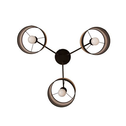 Повърхностен полилей ALBA 3xE27/15W/230V Ø 66 см черен/кафяв