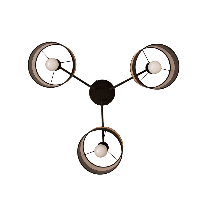 Повърхностен полилей ALBA 3xE27/15W/230V Ø 66 см черен/кафяв
