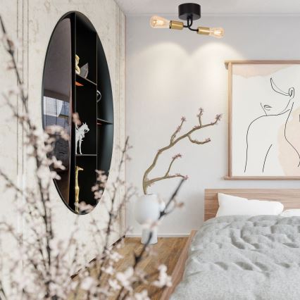 Повърхностен полилей BRENDA 2xE27/60W/230V черен/златист