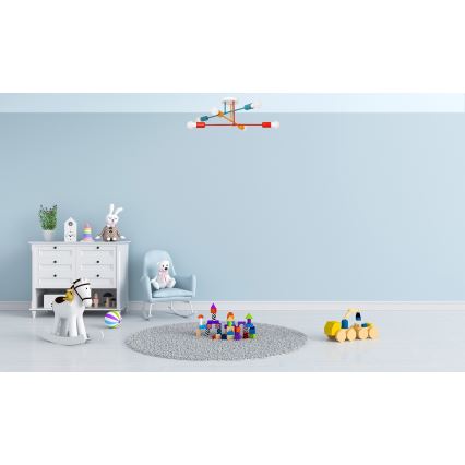 Повърхностен полилей CAMBRIDGE 6xE27/20W/230V син/червен/оранжев