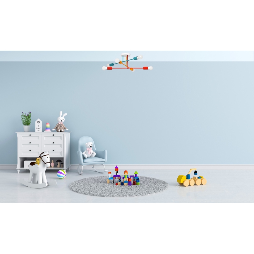 Повърхностен полилей CAMBRIDGE 6xE27/20W/230V син/червен/оранжев