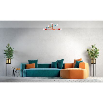 Повърхностен полилей CAMBRIDGE 6xE27/20W/230V син/червен/оранжев