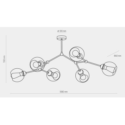 Повърхностен полилей FAIRY 6xE27/60W/230V черен