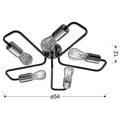Повърхностен полилей HERPE 5xE27/60W/230V