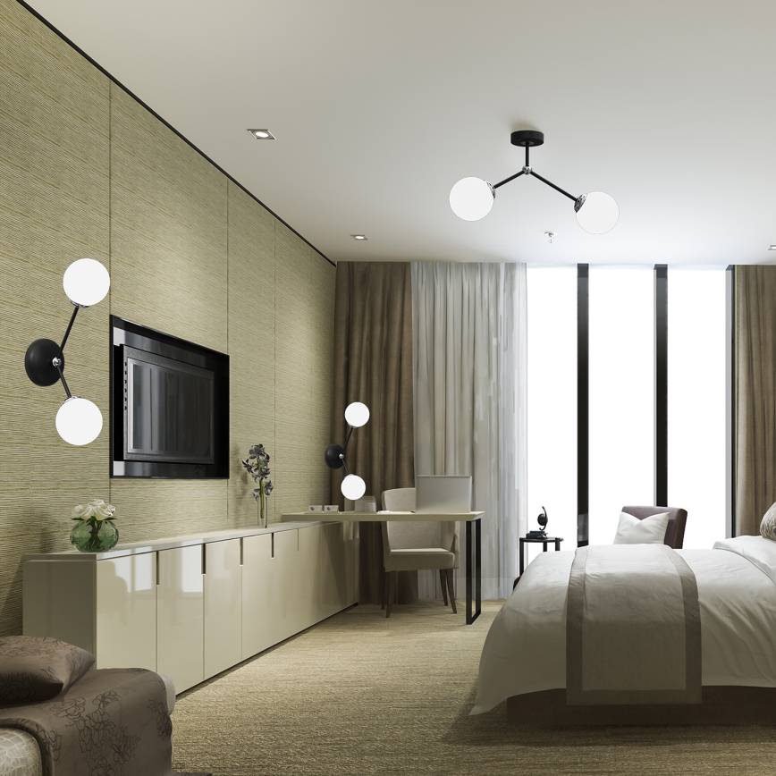 Повърхностен полилей JOY 2xE14/40W/230V черен/лъскав хром