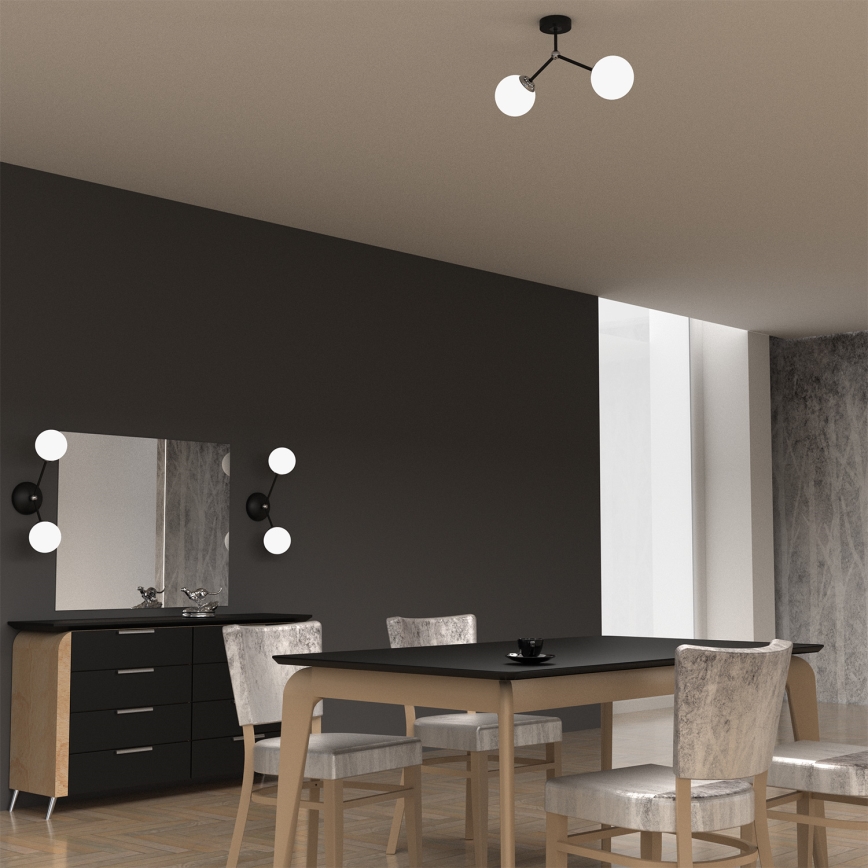 Повърхностен полилей JOY 2xE14/40W/230V черен/лъскав хром