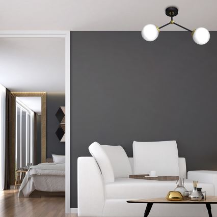 Повърхностен полилей JOY 2xE14/40W/230V черен/златист