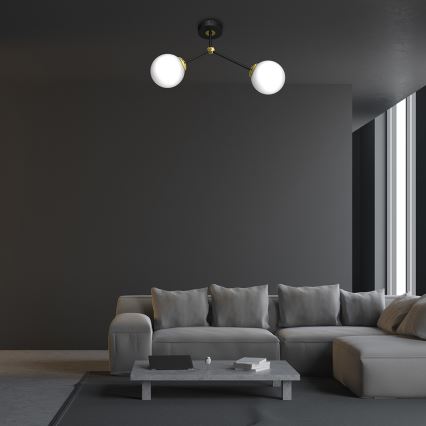 Повърхностен полилей JOY 2xE14/40W/230V черен/златист