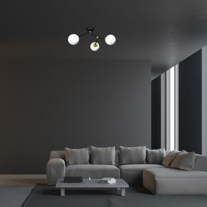 Повърхностен полилей JOY 3xE14/40W/230V черен/златист