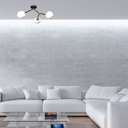 Повърхностен полилей JOY 3xE14/40W/230V черен/златист