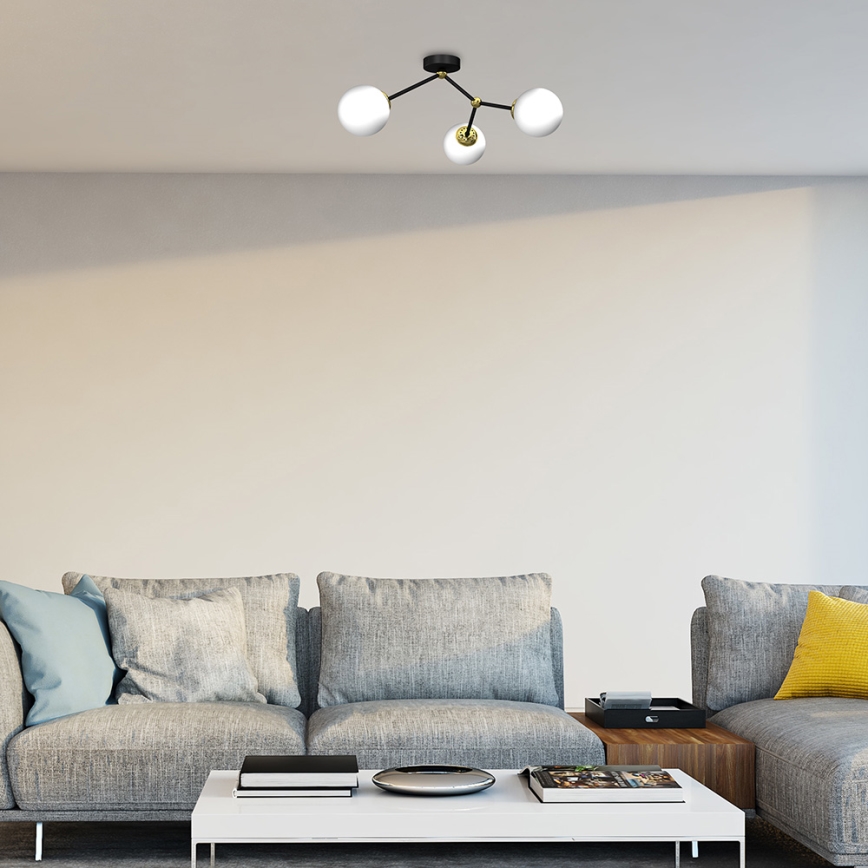 Повърхностен полилей JOY 3xE14/40W/230V черен/златист