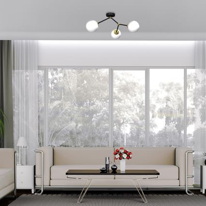 Повърхностен полилей JOY 3xE14/40W/230V черен/златист