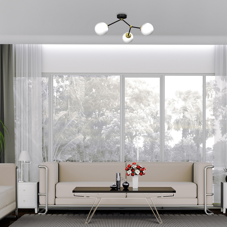 Повърхностен полилей JOY 3xE14/40W/230V черен/златист