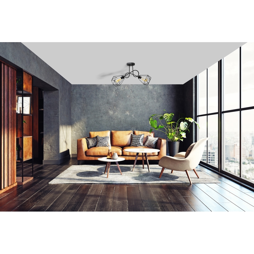 Повърхностен полилей KARO 2xE27/15W/230V черен