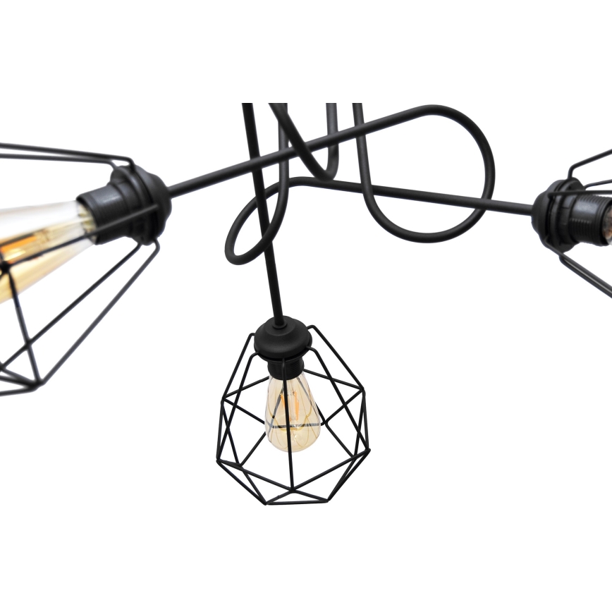 Повърхностен полилей KARO 3xE27/15W/230V черен