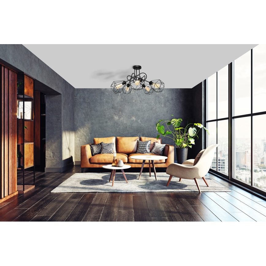 Повърхностен полилей KARO 5xE27/15W/230V черен