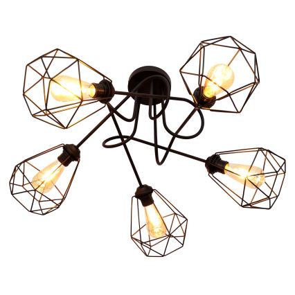 Повърхностен полилей KARO 5xE27/15W/230V черен