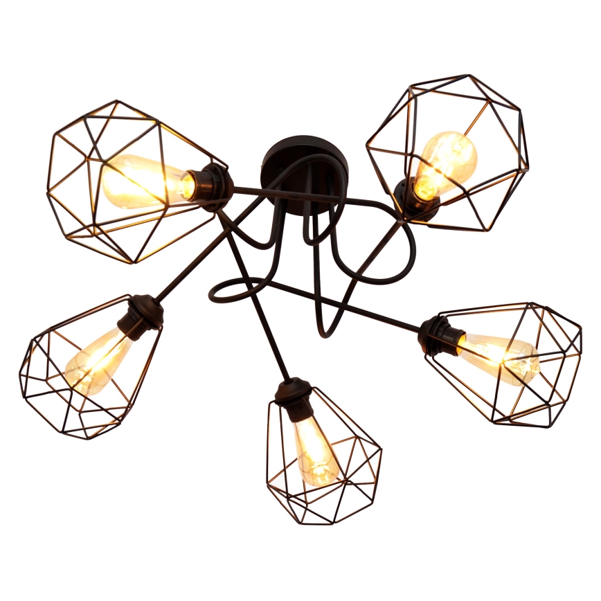 Повърхностен полилей KARO 5xE27/15W/230V черен