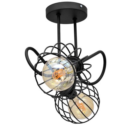 Повърхностен полилей OXFORD 2xE27/15W/230V черен