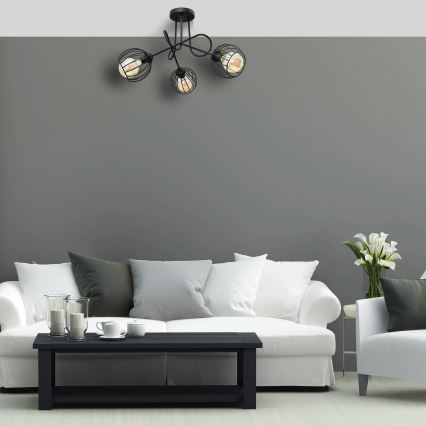 Повърхностен полилей OXFORD 3xE27/15W/230V черен