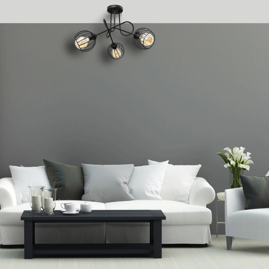 Повърхностен полилей OXFORD 3xE27/15W/230V черен