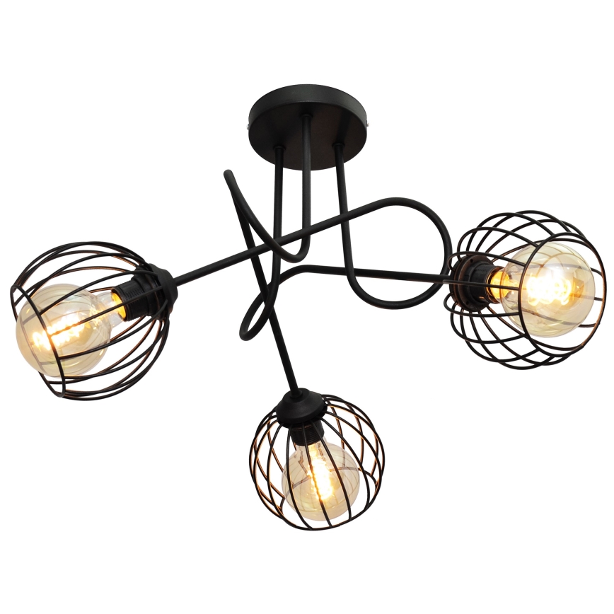 Повърхностен полилей OXFORD 3xE27/15W/230V черен