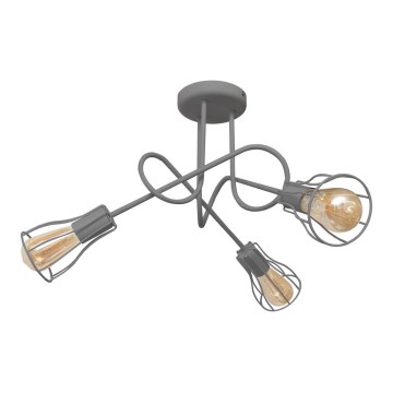 Повърхностен полилей OXFORD 3xE27/15W/230V сив