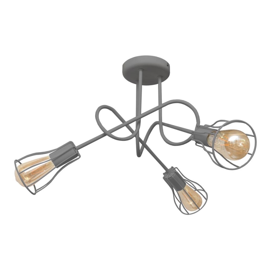 Повърхностен полилей OXFORD 3xE27/15W/230V сив