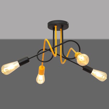 Повърхностен полилей OXFORD 4xE27/15W/230V черен/жълт