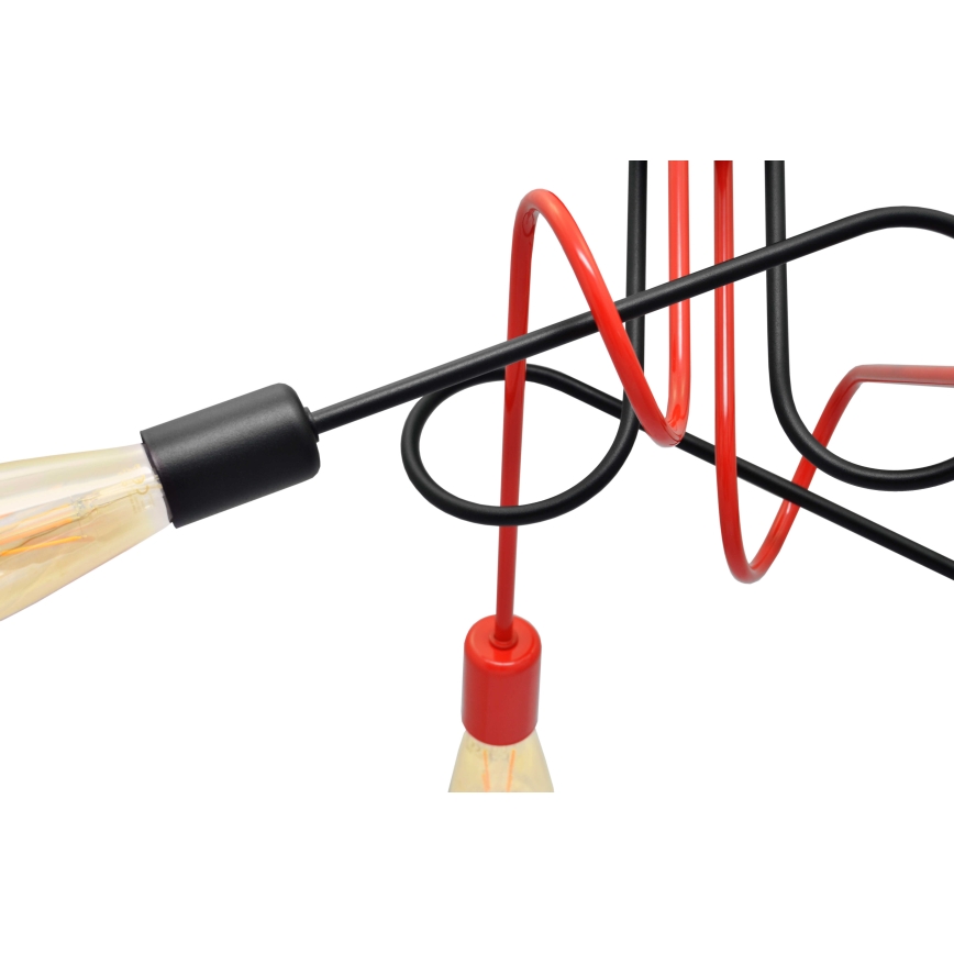 Повърхностен полилей OXFORD 4xE27/15W/230V черен/червен