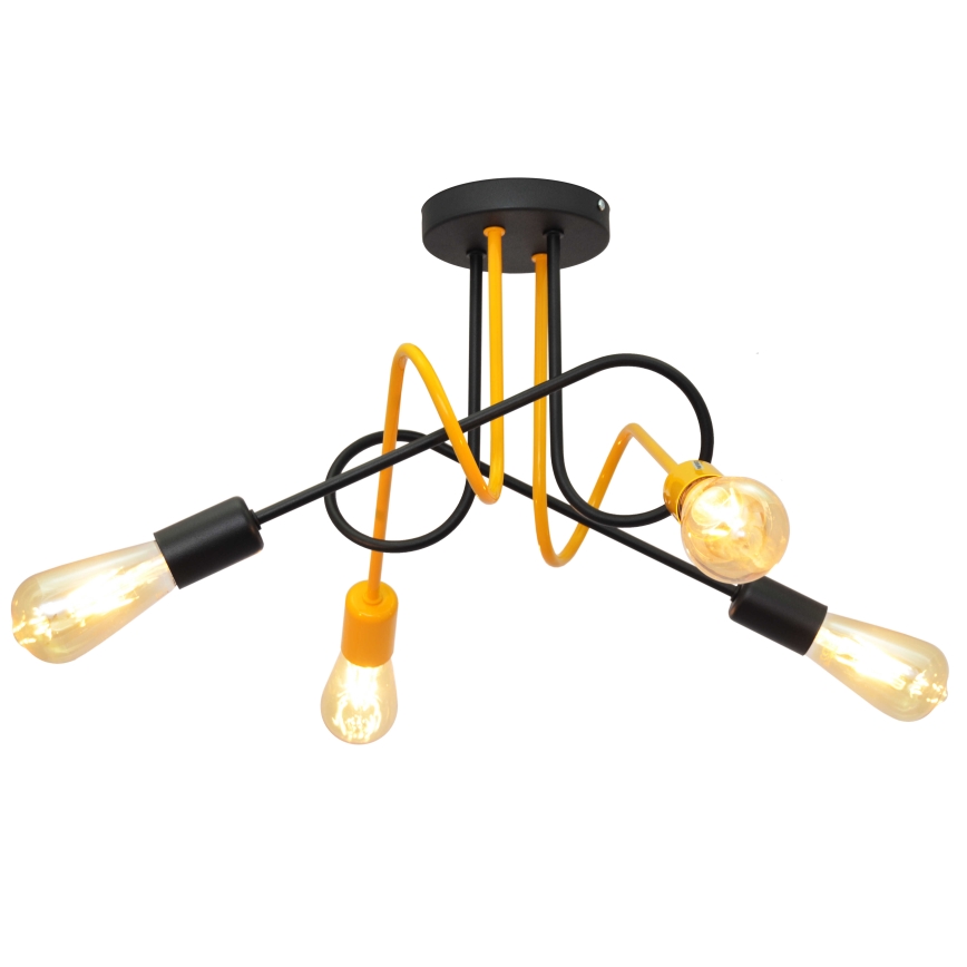 Повърхностен полилей OXFORD 4xE27/15W/230V черен/жълт