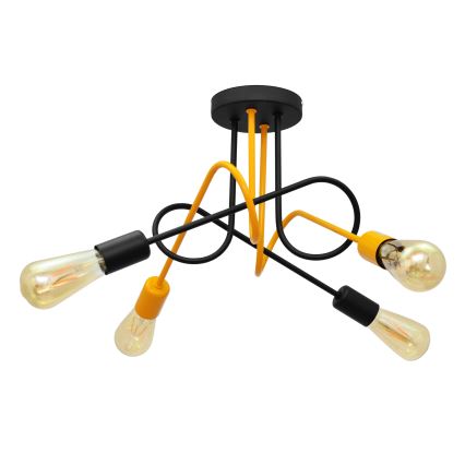 Повърхностен полилей OXFORD 4xE27/15W/230V черен/жълт
