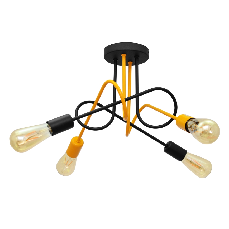Повърхностен полилей OXFORD 4xE27/15W/230V черен/жълт