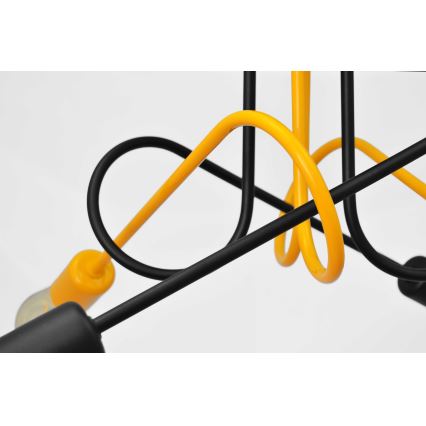 Повърхностен полилей OXFORD 4xE27/15W/230V черен/жълт