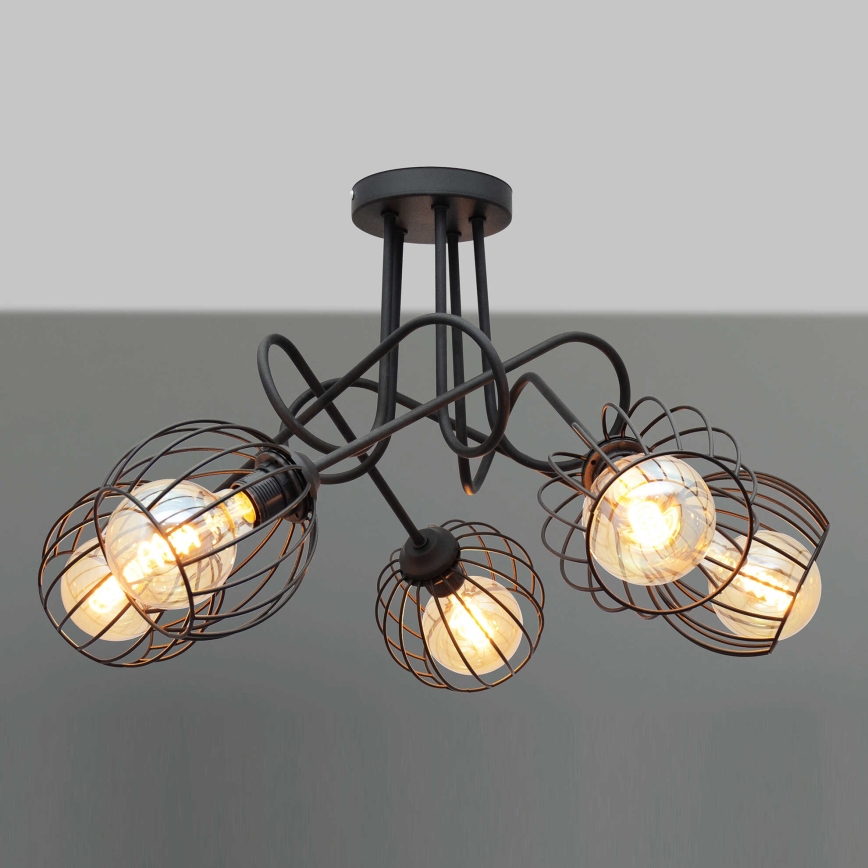 Повърхностен полилей OXFORD 5xE27/15W/230V черен