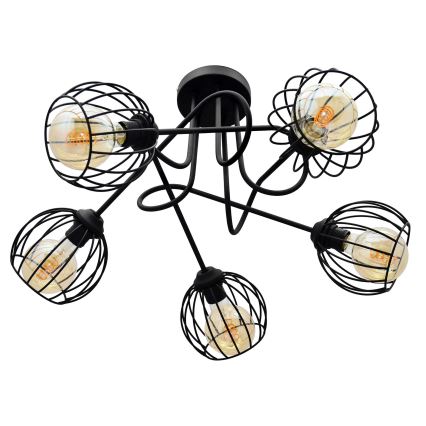 Повърхностен полилей OXFORD 5xE27/15W/230V черен