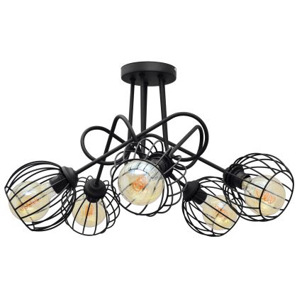 Повърхностен полилей OXFORD 5xE27/15W/230V черен