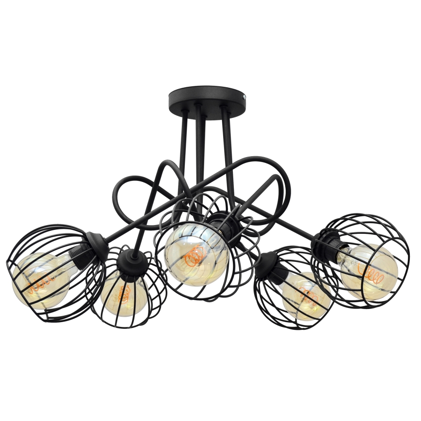 Повърхностен полилей OXFORD 5xE27/15W/230V черен