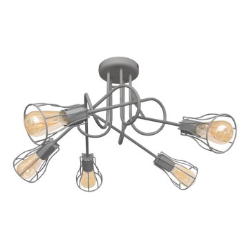 Повърхностен полилей OXFORD 5xE27/15W/230V сив