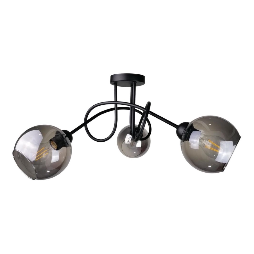 Повърхностен полилей RIN 3xE27/60W/230V черен