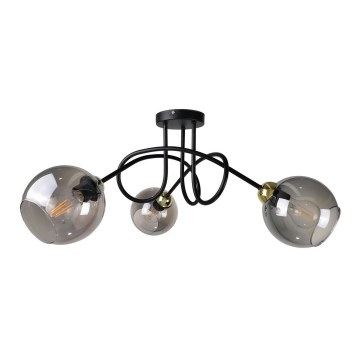 Повърхностен полилей RIN 3xE27/60W/230V черен/златист