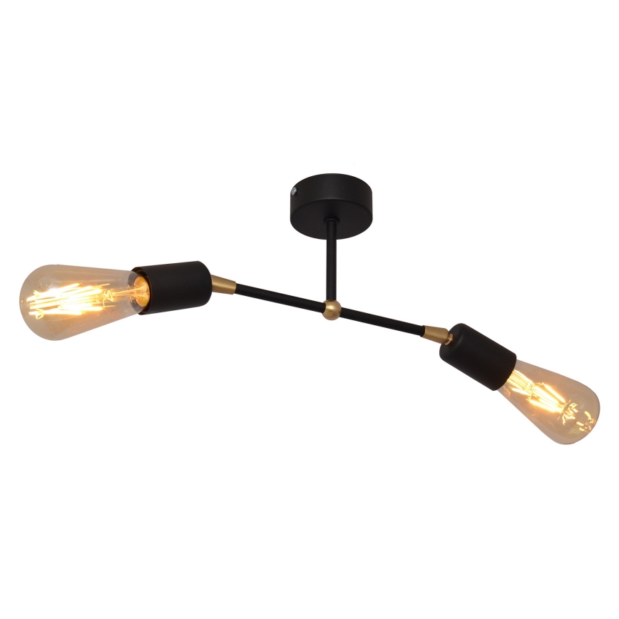 Повърхностен полилей ROSETTE 2xE27/15W/230V черен/златист