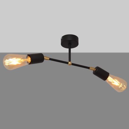 Повърхностен полилей ROSETTE 2xE27/15W/230V черен/златист