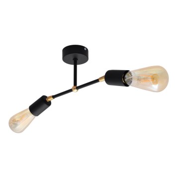 Повърхностен полилей ROSETTE 2xE27/15W/230V черен/златист