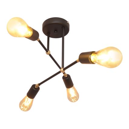 Повърхностен полилей ROSETTE 4xE27/15W/230V черен/златист